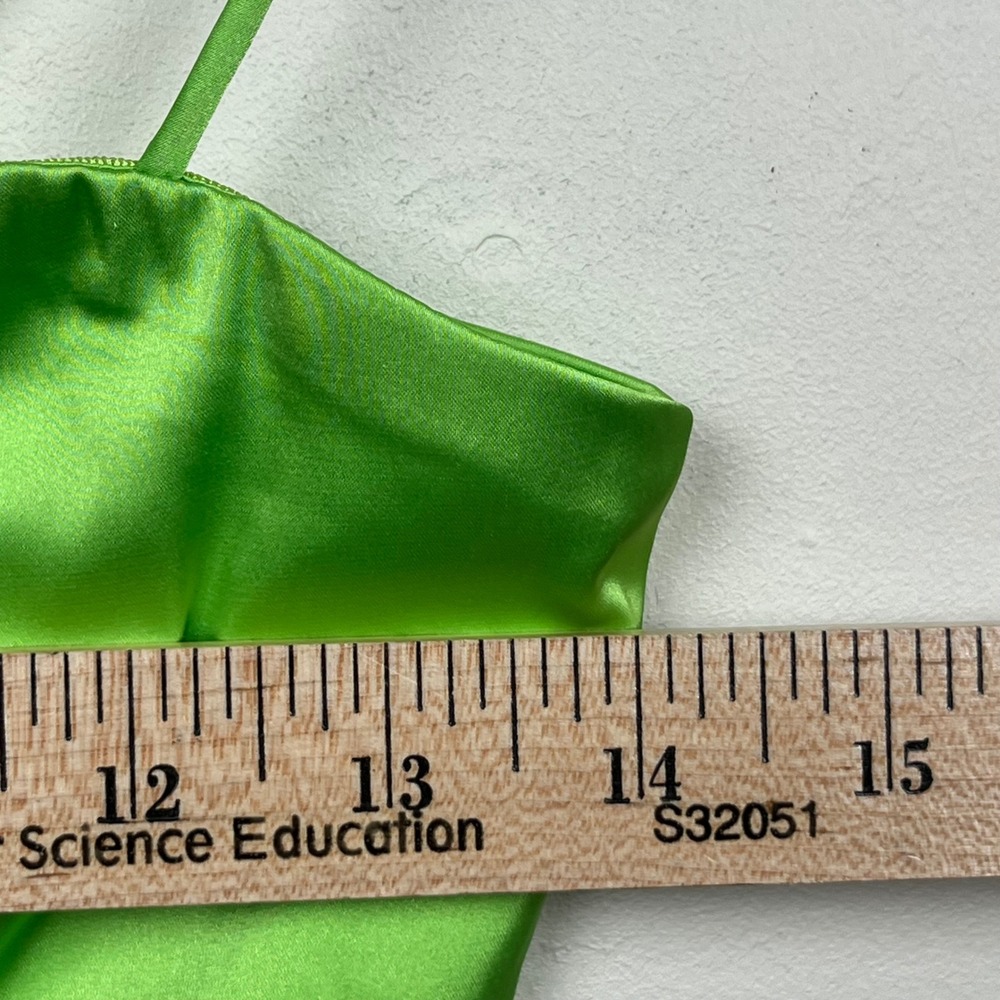 Superdown Lime Green Satin Crop Top Bandeau Cami Back Zip XS - Picture 4 of 7